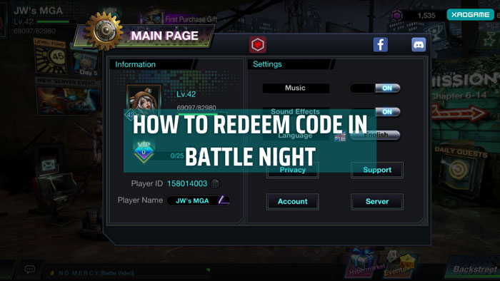 How to redeem code in Battle Night