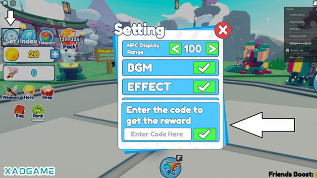 How to redeem codes in Anime Catching Simulator